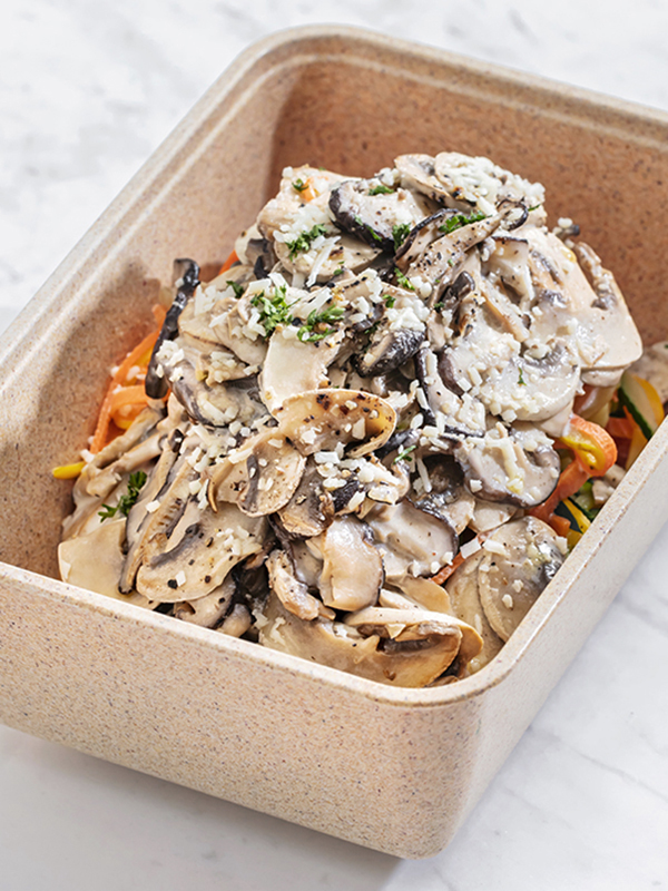 Creamy Wild Mushroom “Shredded Zucchini Noodle”