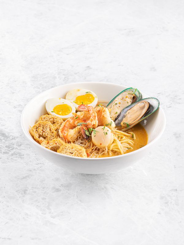 Malaysian-style Seafood Laksa with Tiger Prawns